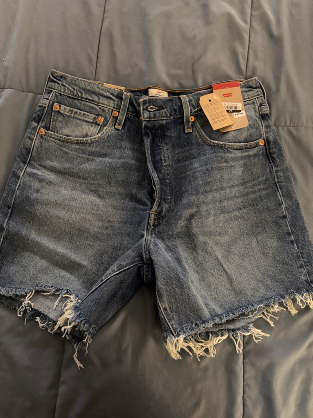 Levi's Frayed Hem Denim Cutoff Shorts - Blue